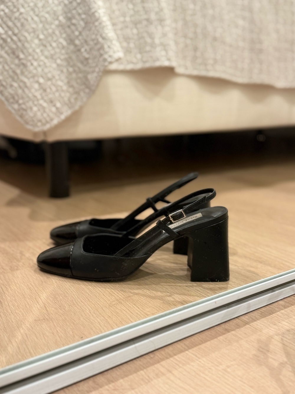 Black Slingback Block Heel Pumps - Women Shoes